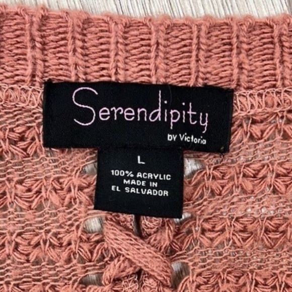 Serendipity Pink Knit Cardigan Size Large - Picture 5 of 6